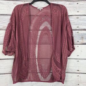 Charlotte Russe Lace Kimono Cardigan Mauve Open Front Size L
